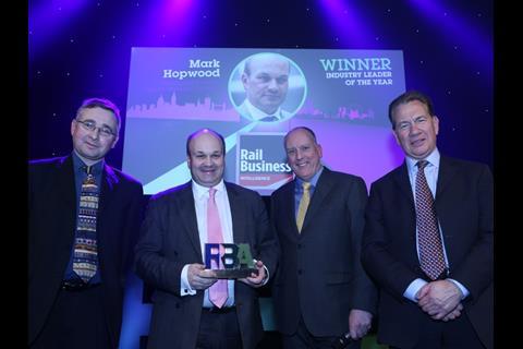 Transport for London was announced as Rail Business of the Year and Great Western Railway Managing Director Mark Hopwood was named Industry Leader of the Year at the 19th Rail Business Awards.